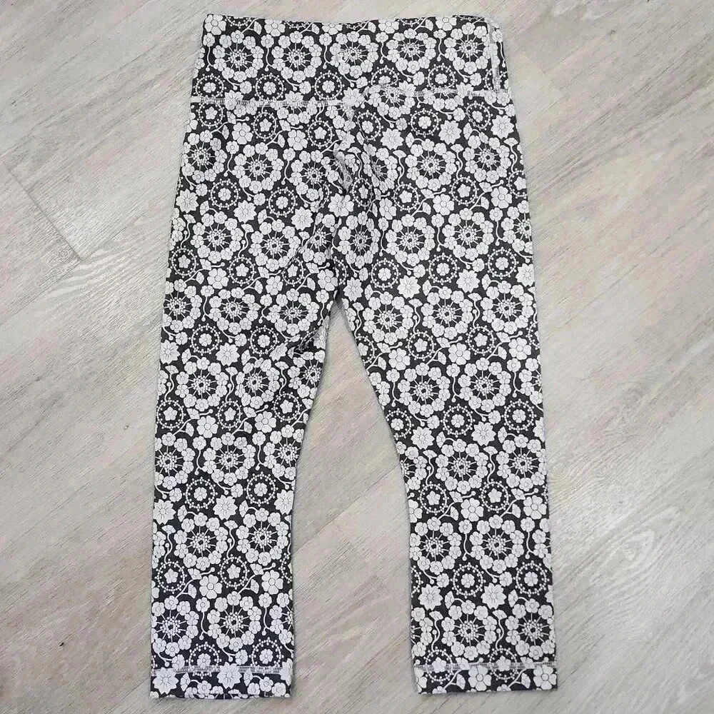 Lululemon Women's Twiggy Floral Nimbus Wunder Under Leggings Gray Size 4 - Picture 4 of 6